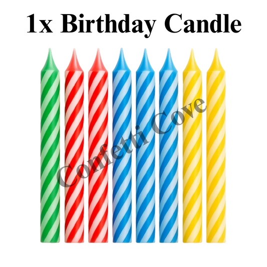 Single Striped Birthday Candle – Classic Spiral Cake Candle