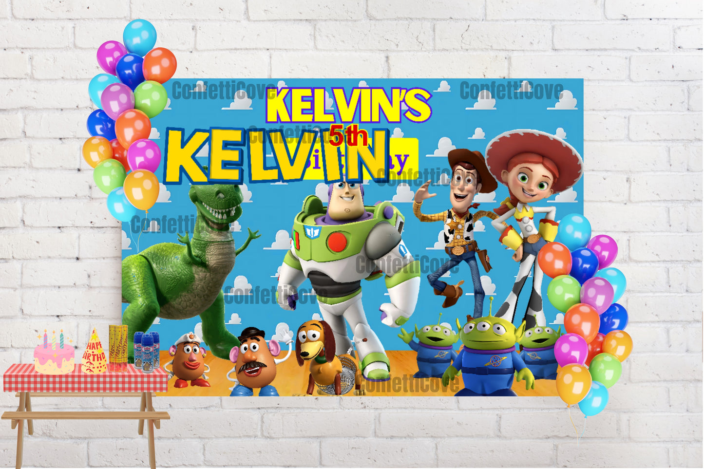 Toy Story Birthday Banner – Custom Name & Age | Buzz & Woody Party Backdrop