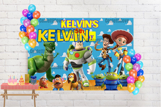 Toy Story Birthday Banner – Custom Name & Age | Buzz & Woody Party Backdrop