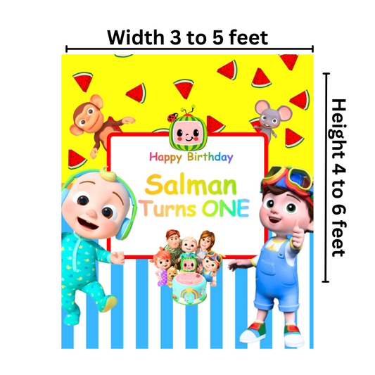 Cocomelon Family Birthday Banner – Personalized Name & Age | Custom Party Backdrop