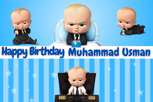 Boss Baby Birthday Banner – Custom Name & Age | Baby Boss Theme Party Backdrop